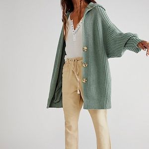 Free People Swim Too Deep Oversized Cardi in Pastel Jade